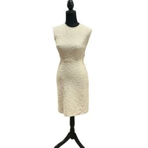 Rebecca Taylor Y2K Elegant and timeless sheath dress in a cream textured fabric.